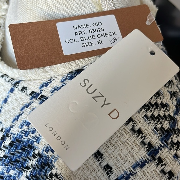 SUZY D LONDON GIO SHORT FRINGE JACKET - Blue Check- XL - Picture 4 of 12